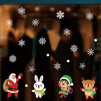 Коледни Стикери За Стъкло 2022 Дядо Коледа Стикери За Стена Снежинка, Снежен Човек Декор Весела Коледа Домашна Коледна Украса