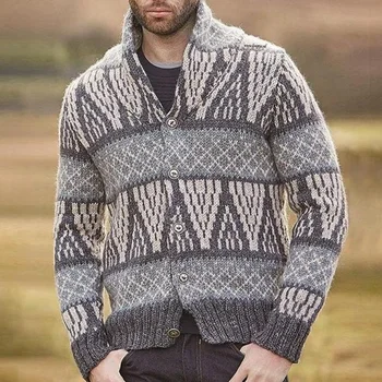 Мъжката есенно-зимния нов жаккардовый пуловер с дълъг ръкав, мъжки оборудвана пуловер, палто sy0014